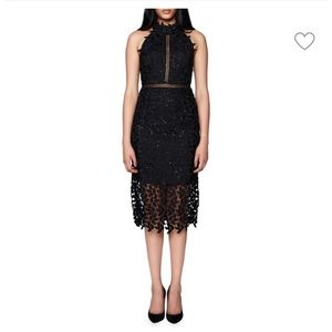 BARDOT Black Leaf Lace Sheath Dress